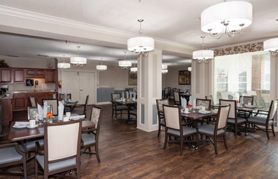Dining room at the pines assisted living community